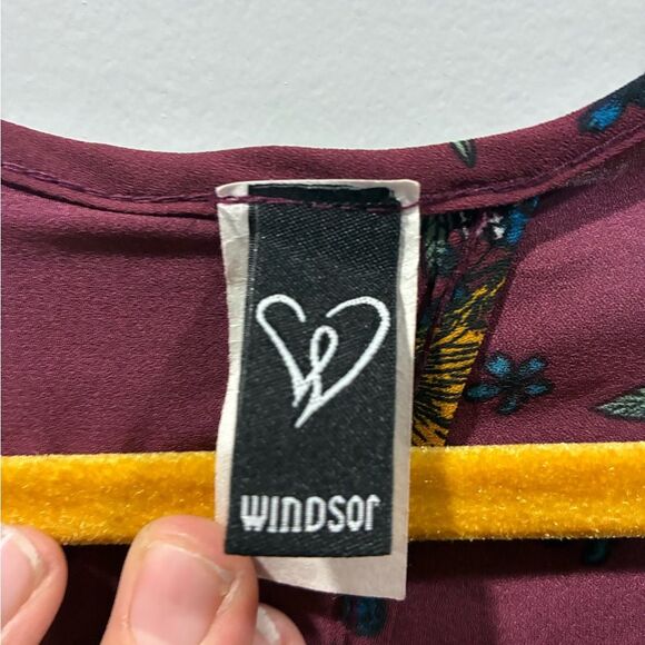 Windsor Wine Floral Wrap Blouse | Long Sleeve Tie Back | XL - Picture 4 of 5